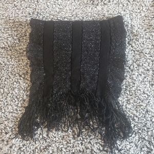 Guess Sparkly Black Scarf with Fringe